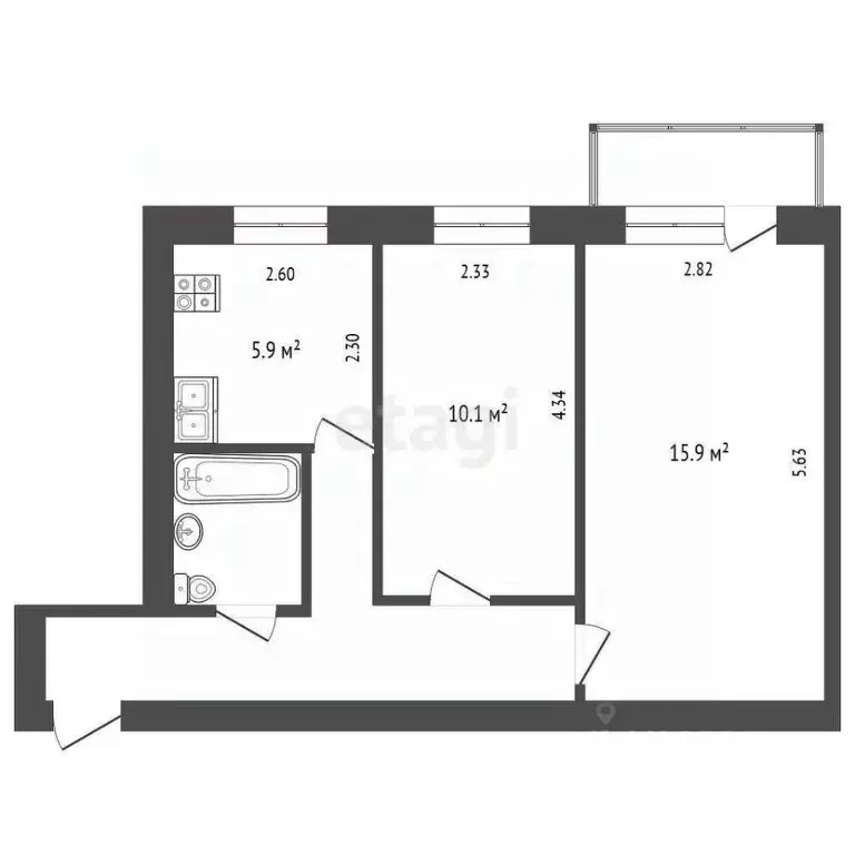 2-к кв. Москва Азовская ул., 14 (44.8 м) - Фото 2