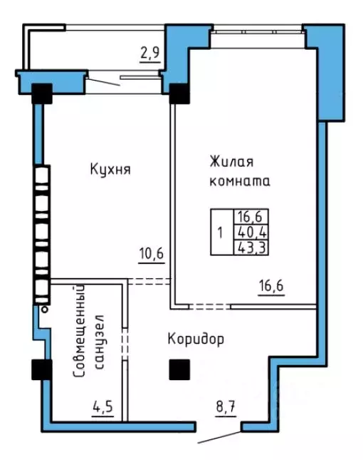 1-к кв. Хакасия, Абакан Колхозная ул., 43 (41.9 м) - Фото 0