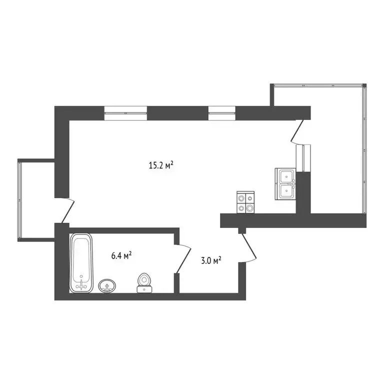 Квартира-студия: Тюмень, улица Василия Малкова, 9 (39.3 м) - Фото 1