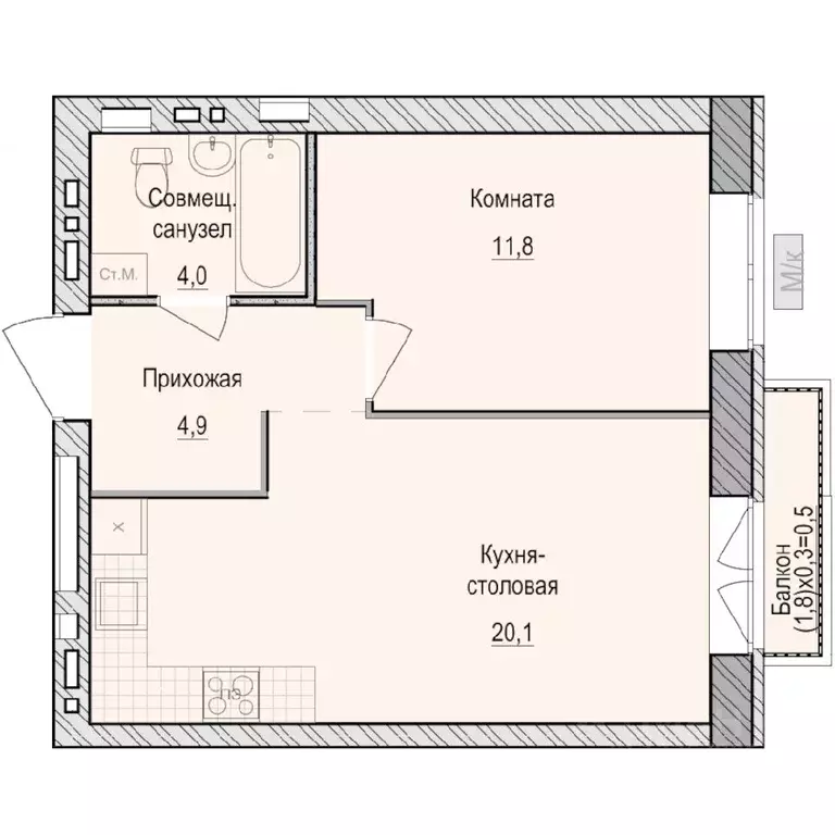 1-к кв. Удмуртия, Завьяловский район, с. Первомайский Санвилл жилой ... - Фото 1