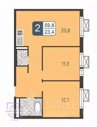 3-к кв. Москва ул. Вертолетчиков, 21к3 (59.8 м) - Фото 0