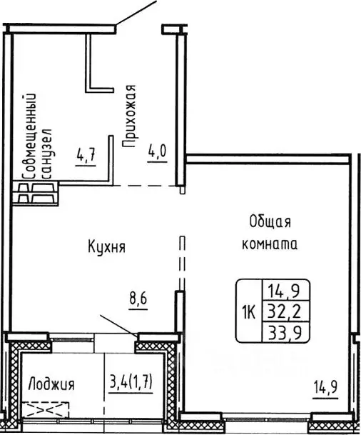 1-к кв. Новосибирская область, Новосибирск  (32.2 м) - Фото 0