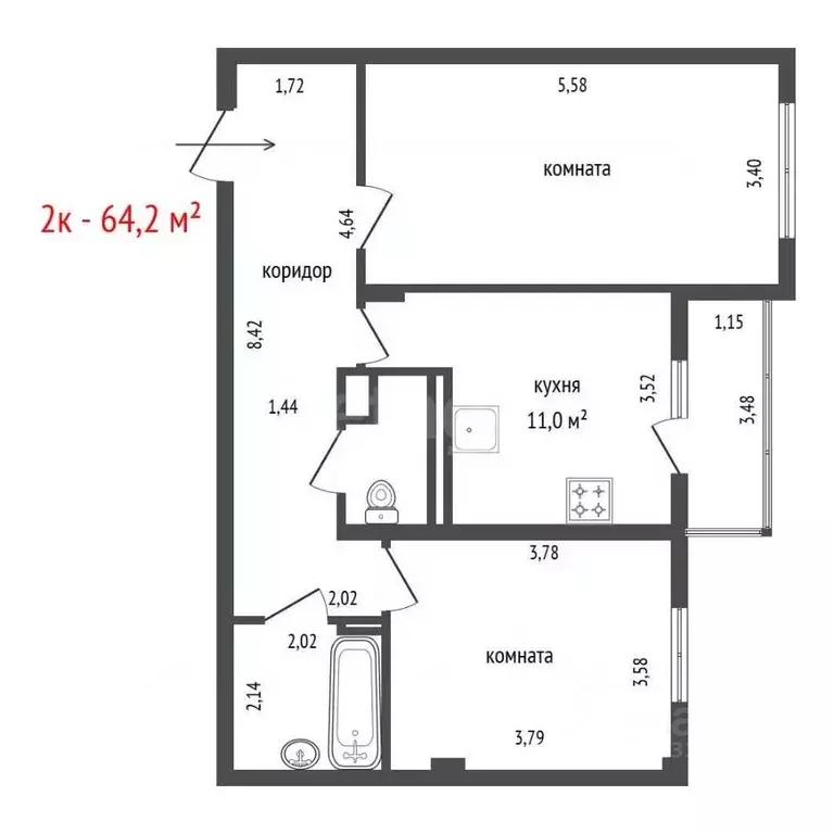 2-к кв. Свердловская область, Екатеринбург ул. Евгения Савкова, 3 ... - Фото 2
