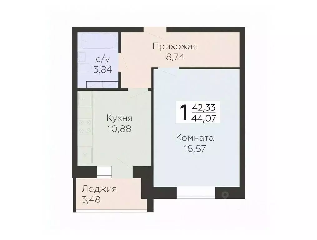 1-к кв. Орловская область, Орел ул. Панчука, 83Б (44.07 м) - Фото 0
