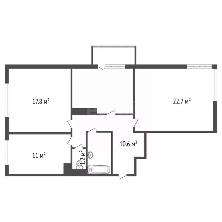 3-к кв. Красноярский край, Красноярск ул. Петра Подзолкова, 24 (79.2 ... - Фото 2