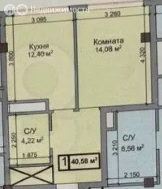 1-комнатная квартира: Нальчик, улица Атажукина, 107 (40.52 м) - Фото 1