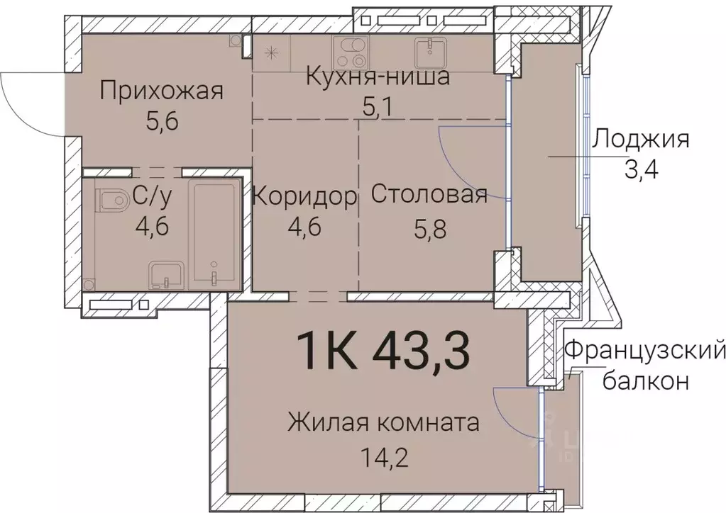 1-к кв. Новосибирская область, Новосибирск Овражная ул., 2А (43.3 м) - Фото 0