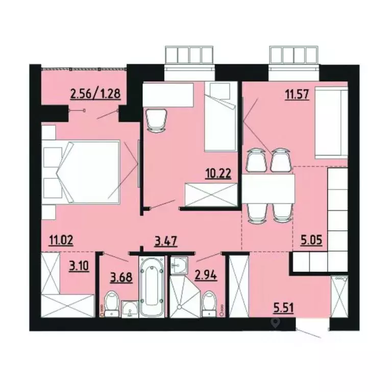 2-к кв. Челябинская область, Южноуральск ул. Строителей, 14 (57.8 м) - Фото 1