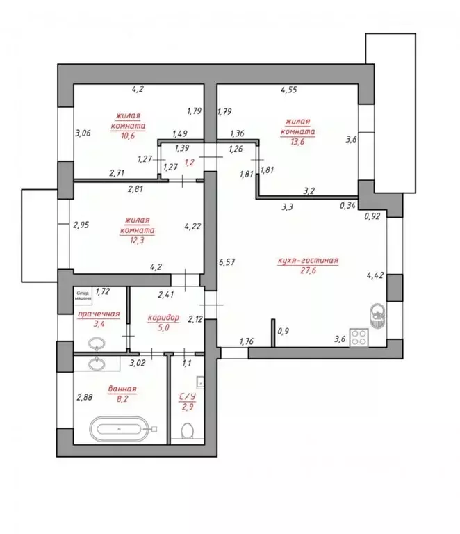 3-к кв. Ставропольский край, Ставрополь № 2 мкр, ул. Артема, 7А (87.7 ... - Фото 2