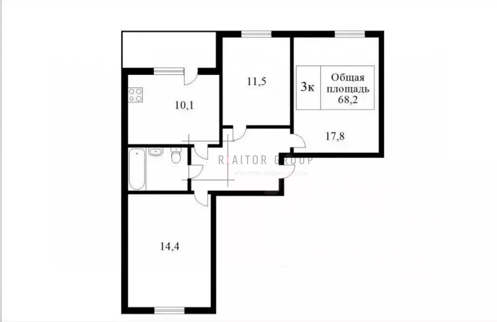 3-к кв. Новосибирская область, Новосибирск Кубовая ул., 113/2 (68.1 м) - Фото 2