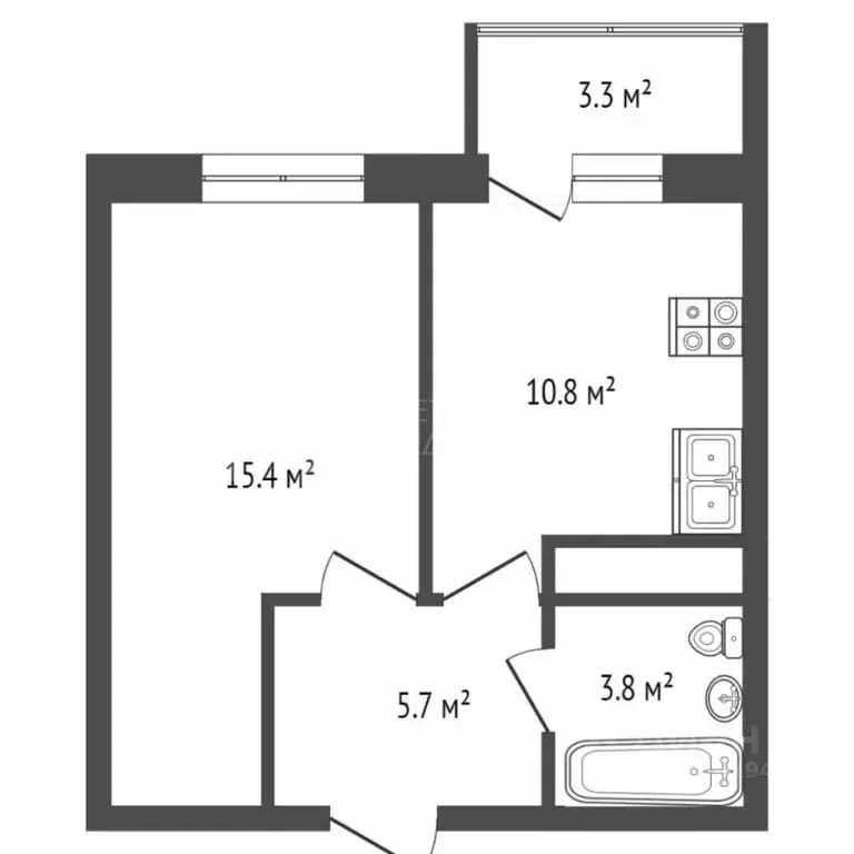 1-к кв. Тюменская область, Тюмень ул. Тальниковая, 5 (40.0 м) - Фото 1