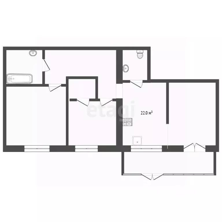 2-к кв. Тюменская область, Тюмень ул. Тимофея Кармацкого, 5к2 (70.0 м) - Фото 2