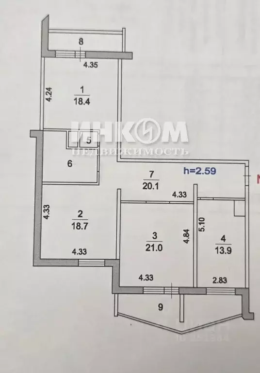 3-к кв. Московская область, Люберцы 115-й кв-л, ул. Авиаторов, 6 ... - Фото 2
