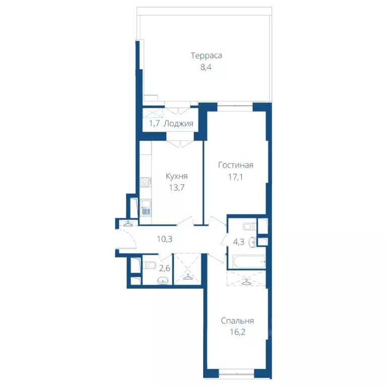 2-к кв. Москва Хорошевское ш., 25Ак1 (74.4 м) - Фото 1