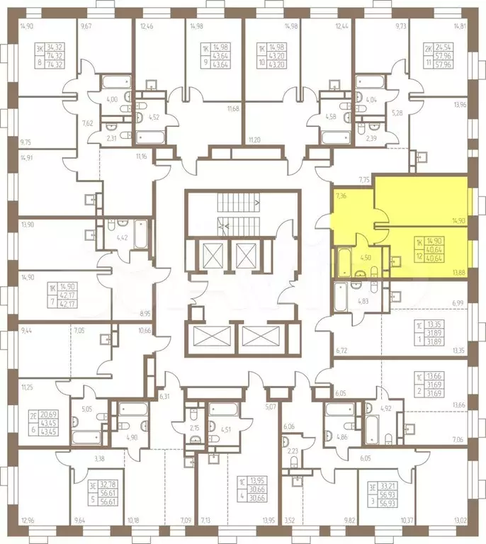 1-к. квартира, 40,6 м, 20/24 эт. - Фото 1