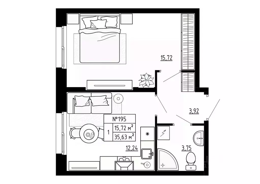 1-к кв. Ленинградская область, Ломоносовский район, Аннинское ... - Фото 1