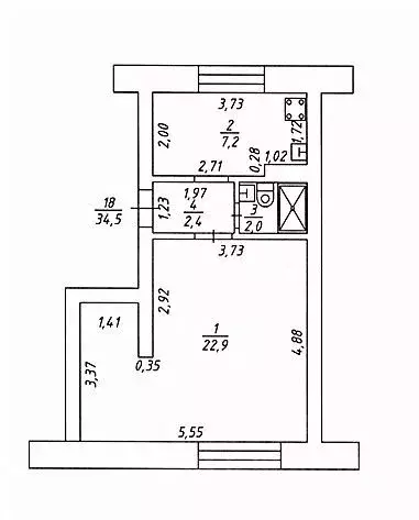 1-к кв. Татарстан, Казань ул. Ярослава Гашека, 2/25 (34.5 м) - Фото 2