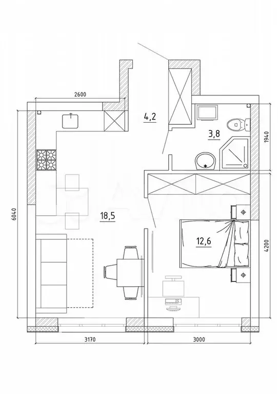 2-к. квартира, 40,5 м, 5/8 эт. - Фото 0