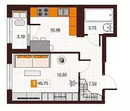 1-к кв. Оренбургская область, Оренбург Северный жилрайон, Фамильные ... - Фото 1