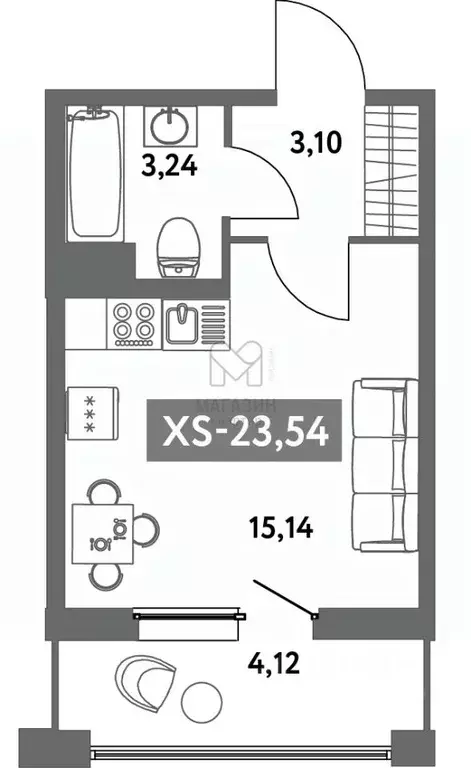 1-к кв. Санкт-Петербург бул. Головнина, 4 (23.54 м) - Фото 1