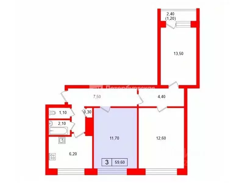 Комната Санкт-Петербург Тимуровская ул., 9 (11.7 м) - Фото 2