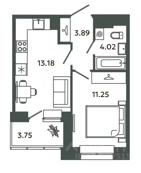 1-к кв. Ленинградская область, Ломоносовский район, Аннинское ... - Фото 1