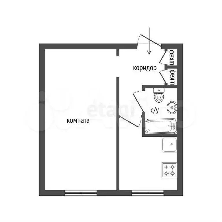 Квартира-студия, 21,6 м, 8/9 эт. - Фото 0