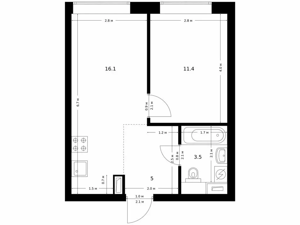 1-комнатная квартира: Москва, жилой комплекс Полар, 1.5 (36 м) - Фото 0