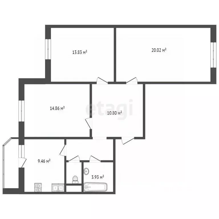 3-к кв. Московская область, Домодедово ул. Курыжова, 7к3 (76.6 м) - Фото 1