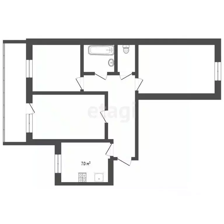 3-к кв. Тюменская область, Тюмень ул. Мельникайте, 48а (61.3 м) - Фото 2