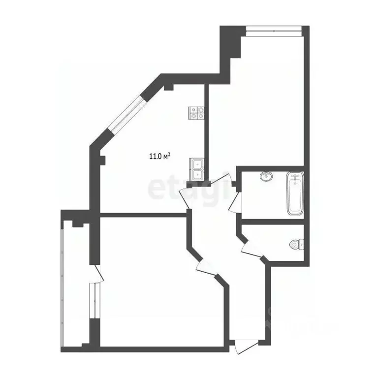 2-к кв. Тюменская область, Тюмень ул. Василия Гольцова, 3 (53.0 м) - Фото 2