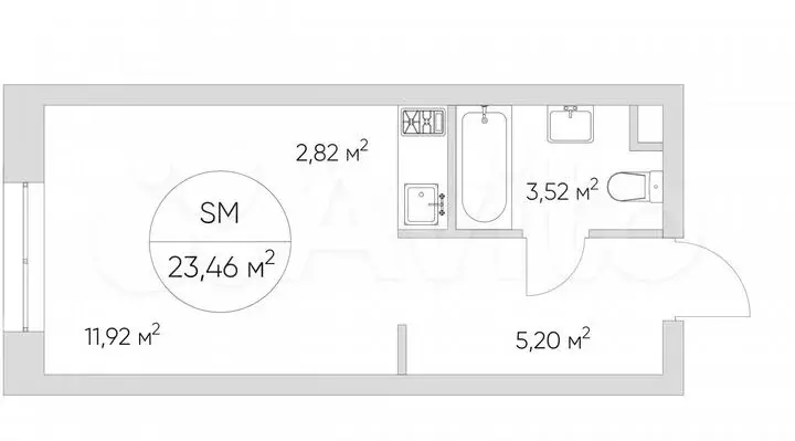 Апартаменты-студия, 23м, 5/21эт. - Фото 0