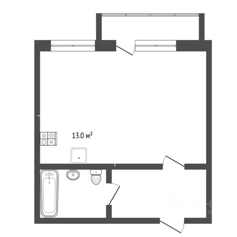 1-к кв. Тюменская область, Тюмень ул. Андрея Бушуева, 2 (34.4 м) - Фото 2