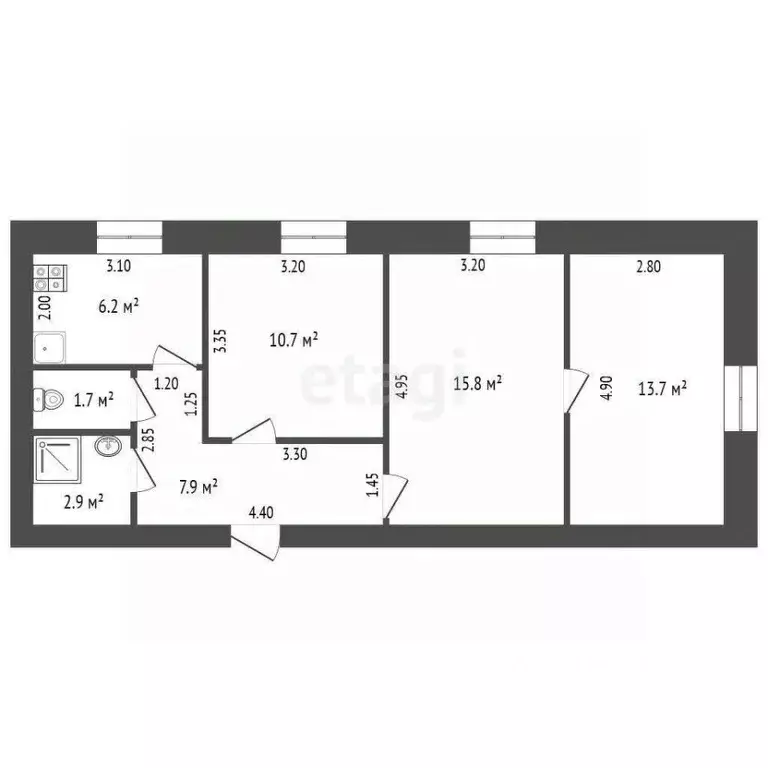 3-к кв. Кемеровская область, Анжеро-Судженск ул. Лазо, 23 (58.0 м) - Фото 2
