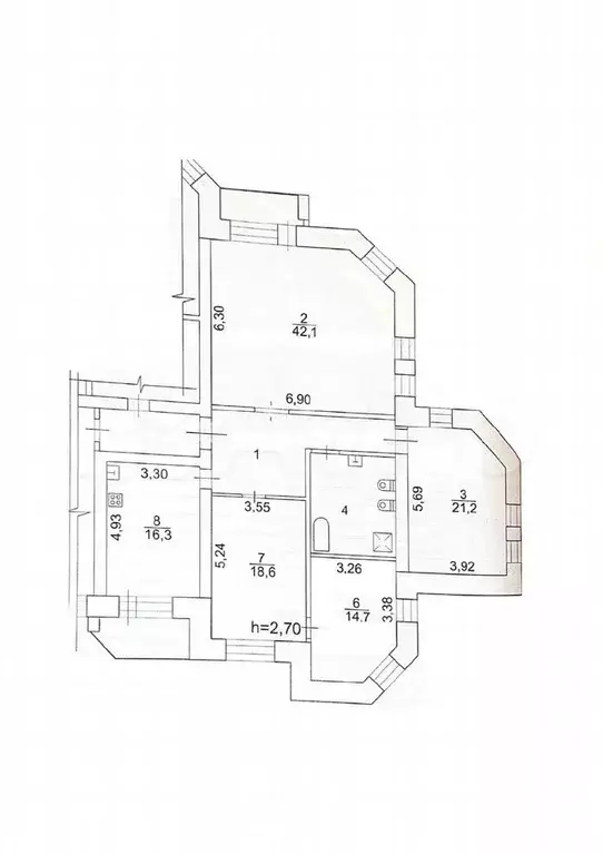 4-к. квартира, 140,3 м, 3/8 эт. - Фото 0