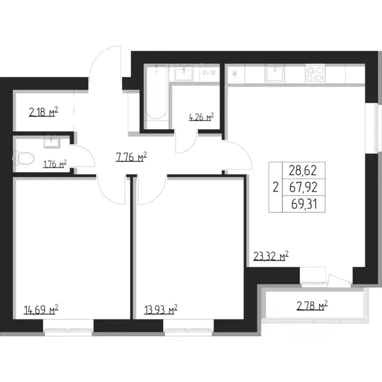2-к кв. Мордовия, Саранск Республиканская ул., 47 (69.5 м) - Фото 0