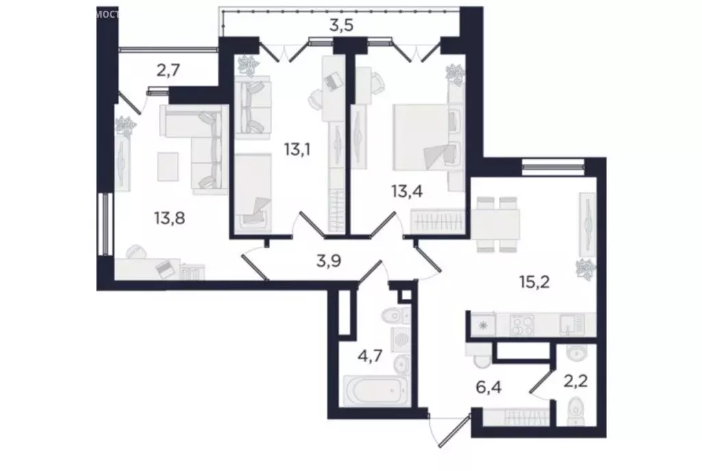 3-комнатная квартира: Екатеринбург, улица Свердлова, 32Б (75 м) - Фото 0