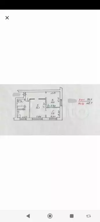 3-к. квартира, 48,7 м, 5/5 эт. - Фото 0