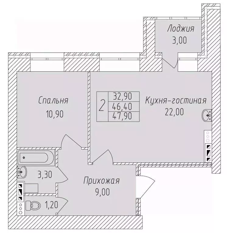 2-к кв. Белгородская область, Старый Оскол Степной мкр,  (47.9 м) - Фото 0