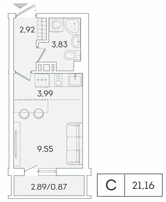 Квартира-студия: Мурино, Графская улица, 6к1 (20.5 м) - Фото 1
