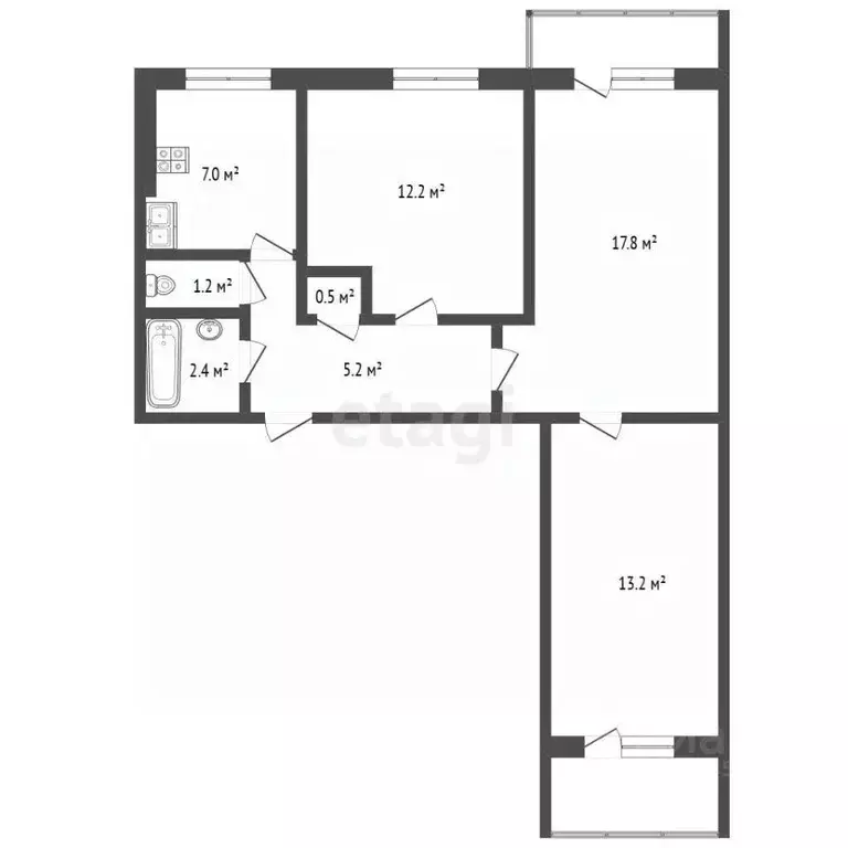 3-к кв. Нижегородская область, Нижний Новгород ул. Культуры, 3 (60.0 ... - Фото 2