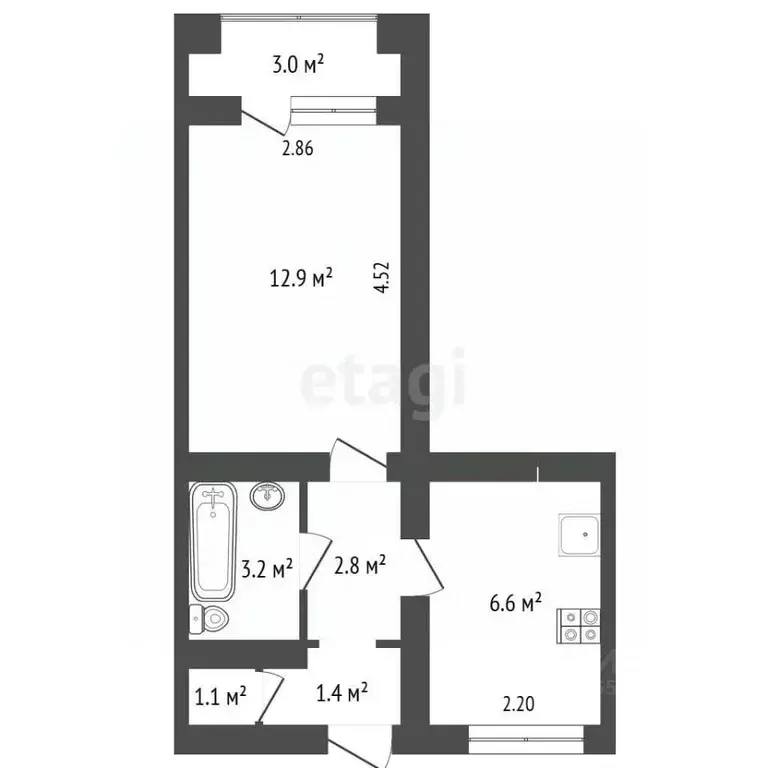 1-к кв. Севастополь ул. Тараса Шевченко, 45 (32.0 м) - Фото 2