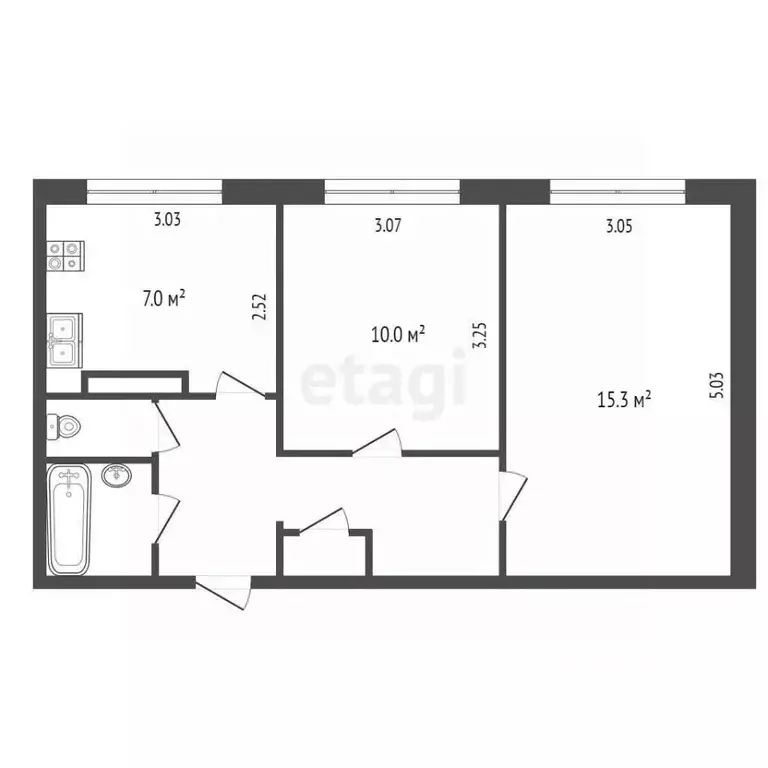 2-к кв. Ханты-Мансийский АО, Сургут просп. Мира, 49 (45.0 м) - Фото 0