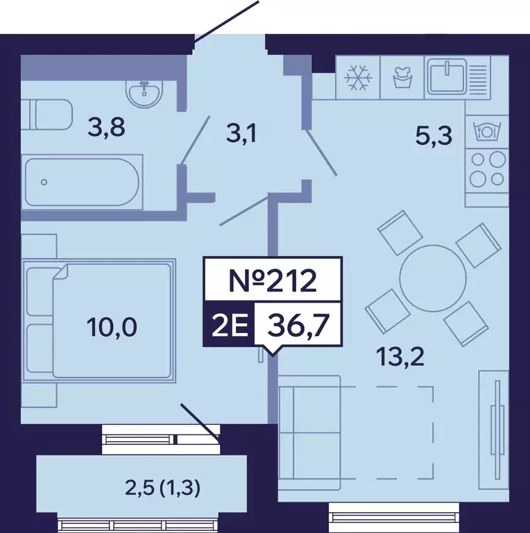 2-комнатная квартира: Якутск, Новопортовская улица, 1Д (36.7 м) - Фото 1