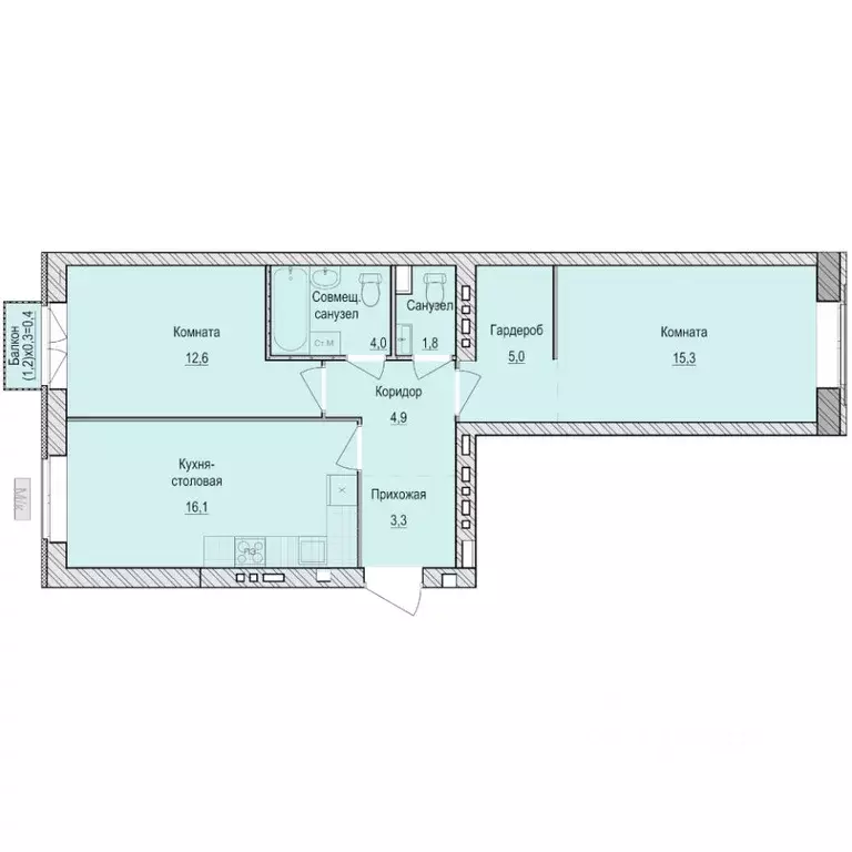 2-к кв. Удмуртия, Завьяловский район, с. Первомайский Санвилл жилой ... - Фото 1