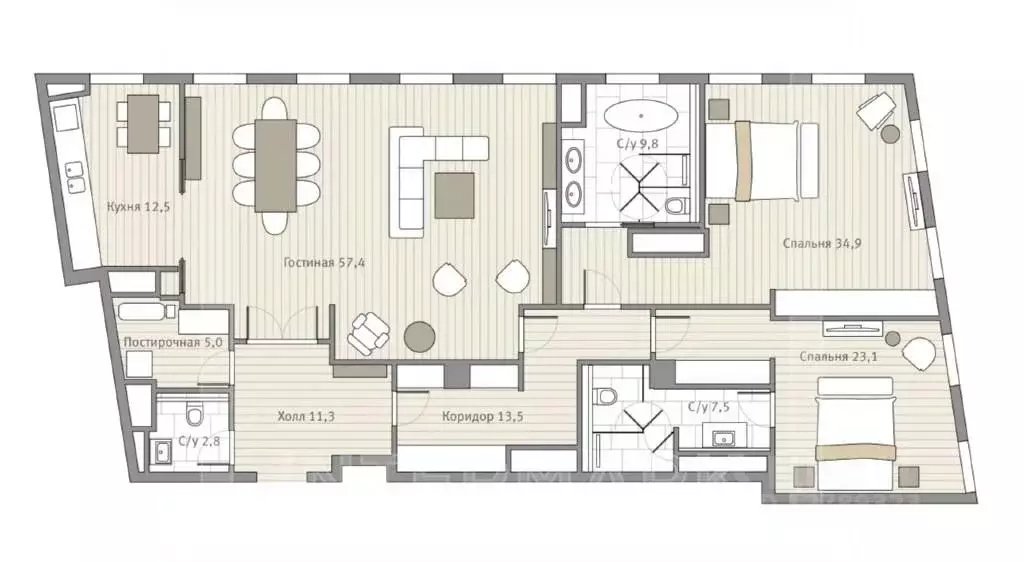 3-к кв. Москва Ленинградский просп., 36с31 (176.0 м) - Фото 2
