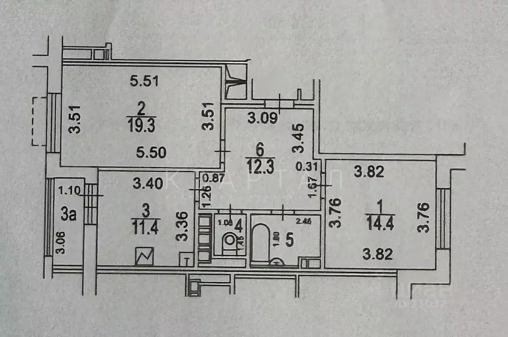 2-к кв. Москва Гродненская ул., 9 (63.2 м) - Фото 1