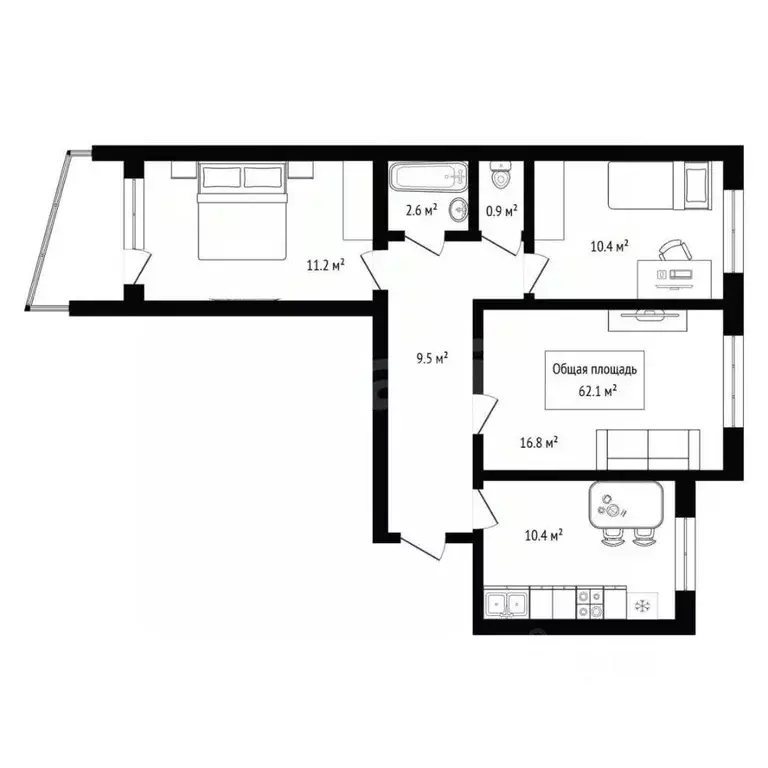 3-к кв. Алтай, Горно-Алтайск Коммунистический просп. (62.1 м) - Фото 2
