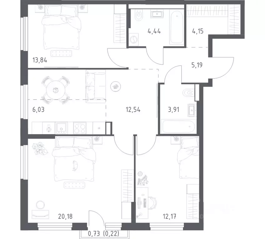 3-к кв. Башкортостан, Уфа ул. Минигали Губайдуллина, 8к9 (82.67 м) - Фото 1