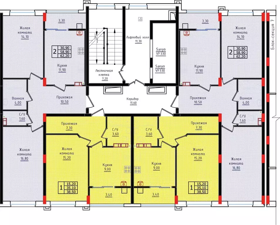 2-к кв. Ставропольский край, Ставрополь ул. Якова Андрюшина, 6 (62.2 ... - Фото 2